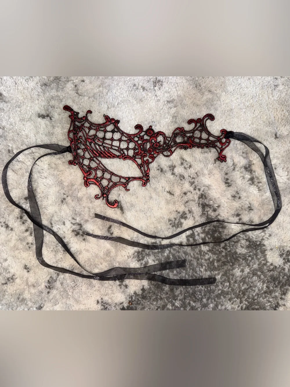 Red and Black Lace Masquerade Eye Mask